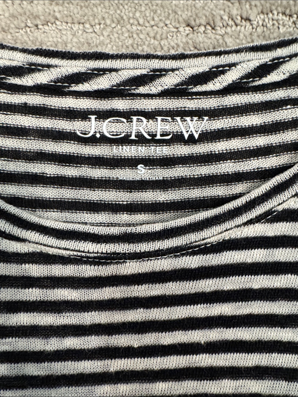 J. Crew Relaxed Linen Long Sleeve Stripe Tee Size Small - Picture 3 of 8